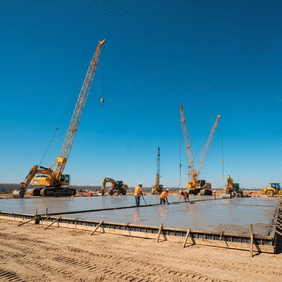 Concrete slab in construction